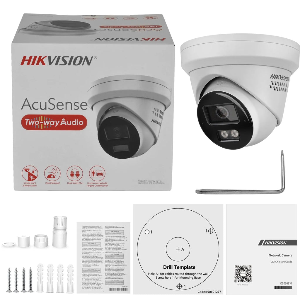 Hikvision 8MP IP Camera DS-2CD2383G2-LI2U/SRB Smart Hybrid Light Arrayed Mic Speaker Turret Acusense Red and Blue Light Warning