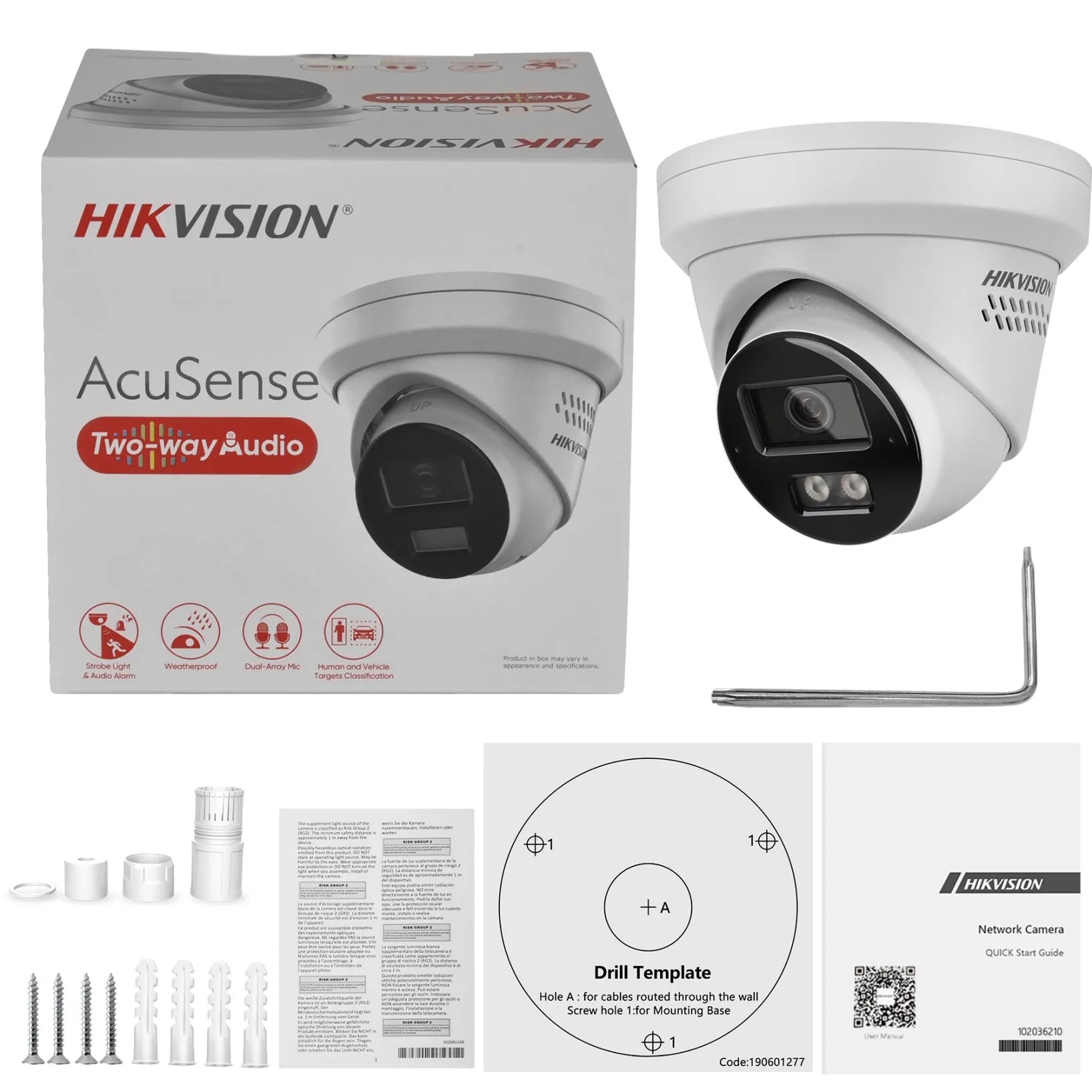 Hikvision 8MP IP Camera DS-2CD2383G2-LI2U/SRB Smart Hybrid Light Arrayed Mic Speaker Turret Acusense Red and Blue Light Warning