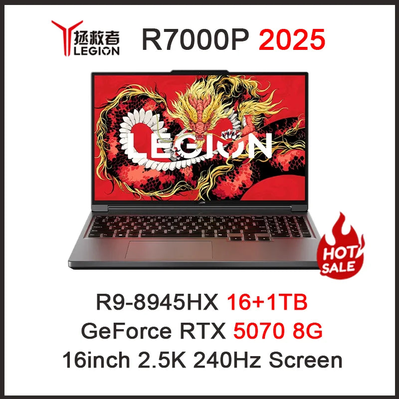 Lenovo Original LEGION R7000P 2025 R9 8945 HX R9 8940 HX RTX 5070 5060 8G 16inch 2.5K 240Hz Gaming Laptop