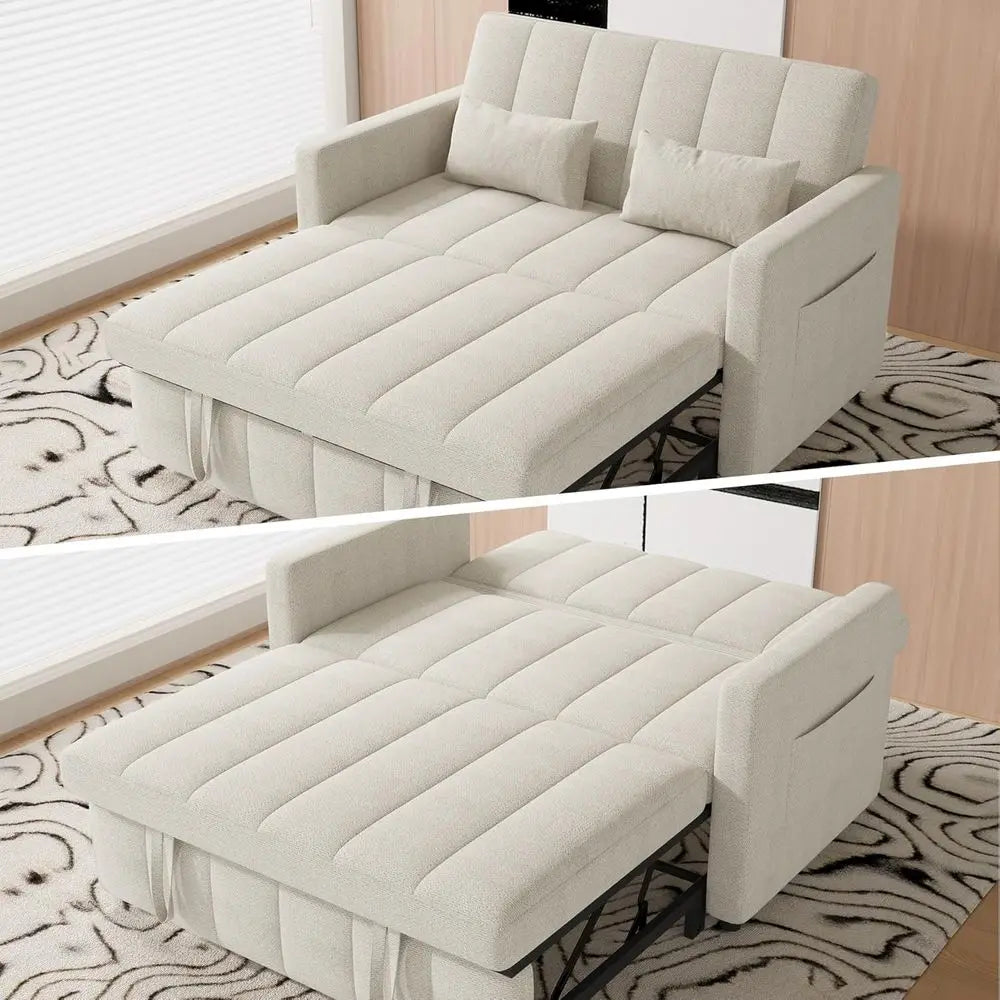 Sleeper Soa Bed,3-in-1 Convertible Pull Out Couch with Adjustable Backrest or Living Room,Loveseat Soa Bed with Side kets,Easy A
