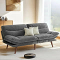 75 Inch Corduroy Sofa Bed with Adjustable Backrest and Armrests, Recliner Sleeper for Small Spaces, Living Room or Office (Grey)