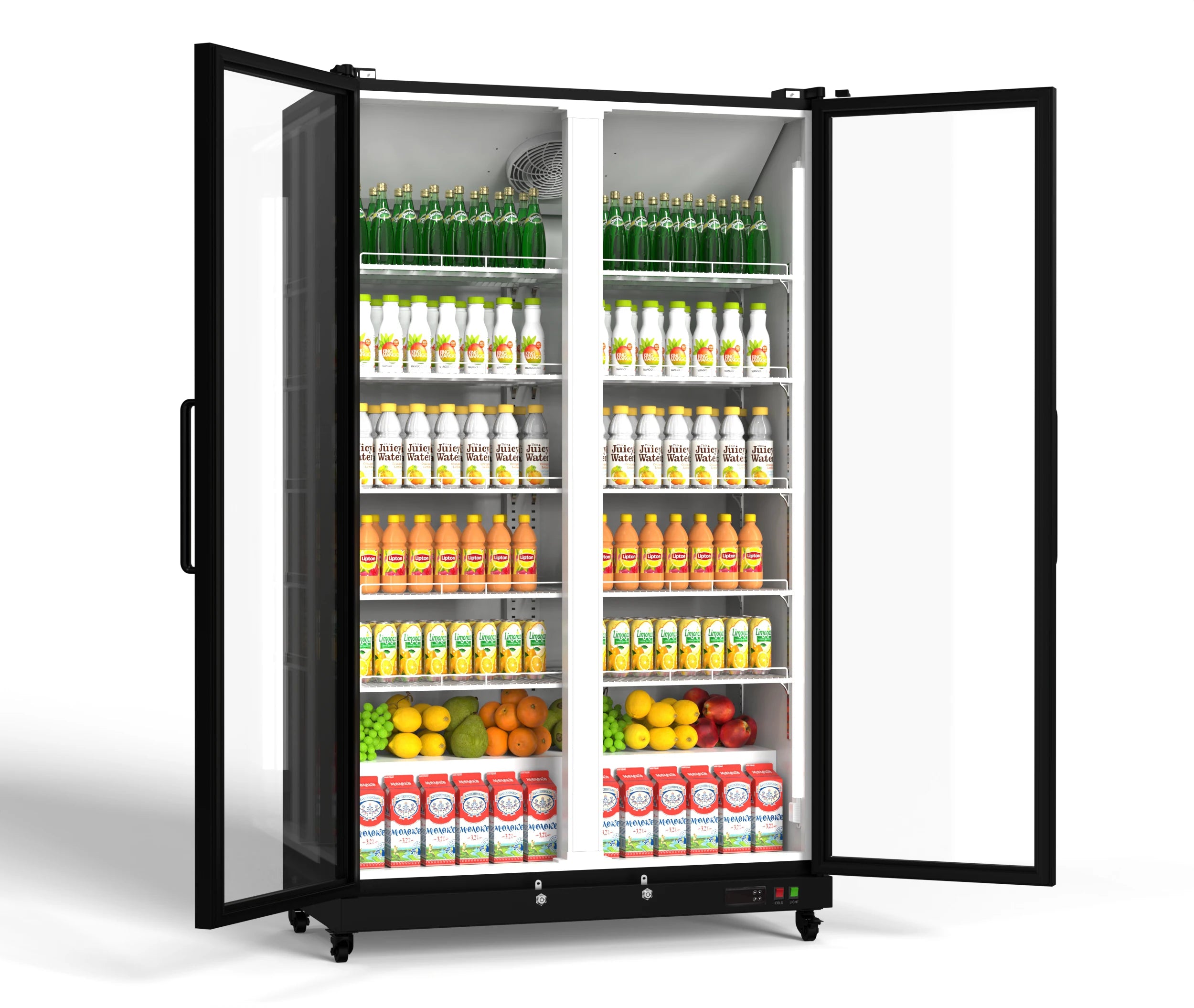 768/1070L Display Beverage Refrigerator 27.12/37.79 Cu.ft Double-door large capacity vertical refrigerated beverage cooler For medium/large supermarkets/stores