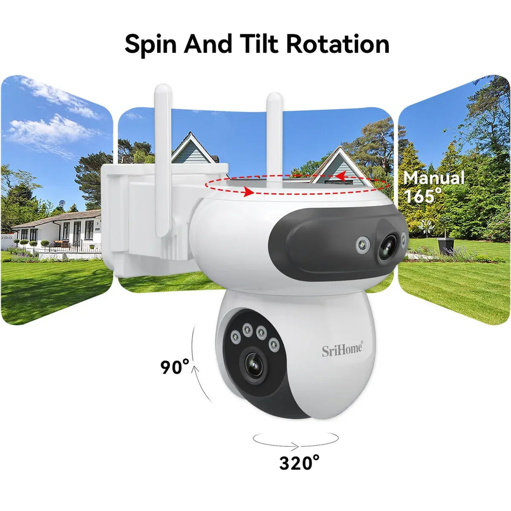 Srihome SH062 8MP Dual Lens IP Dome Camera 2.4G&5G Dual Band WIFI AI Humanoid Home Security Cry Detection CCTV Baby Monitor Cams