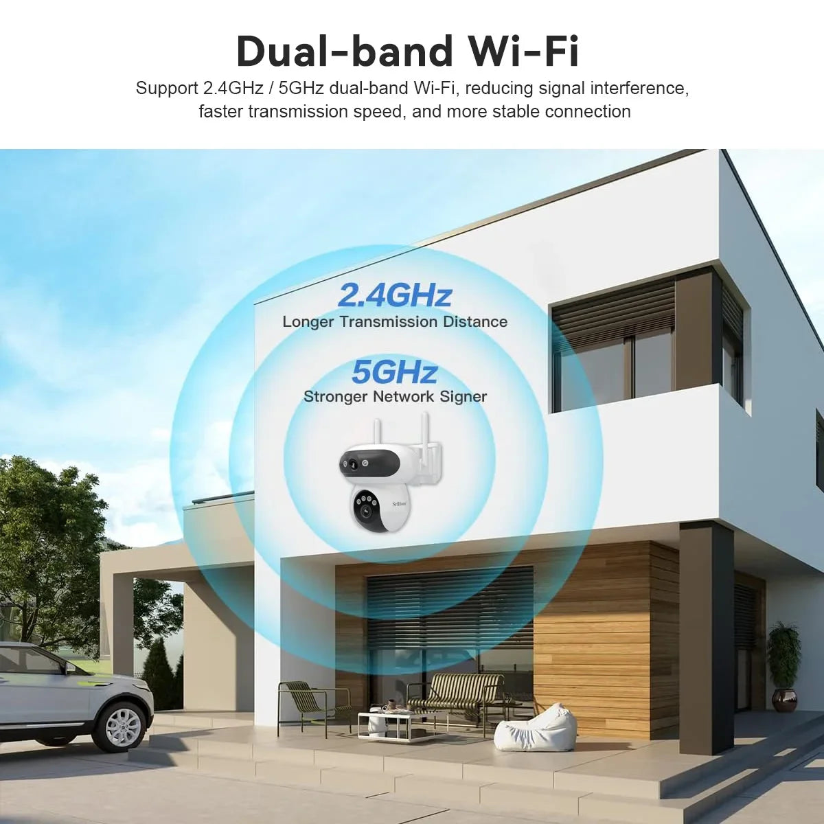 Srihome SH062 8MP Dual Lens IP Dome Camera 2.4G&5G Dual Band WIFI AI Humanoid Home Security Cry Detection CCTV Baby Monitor Cams