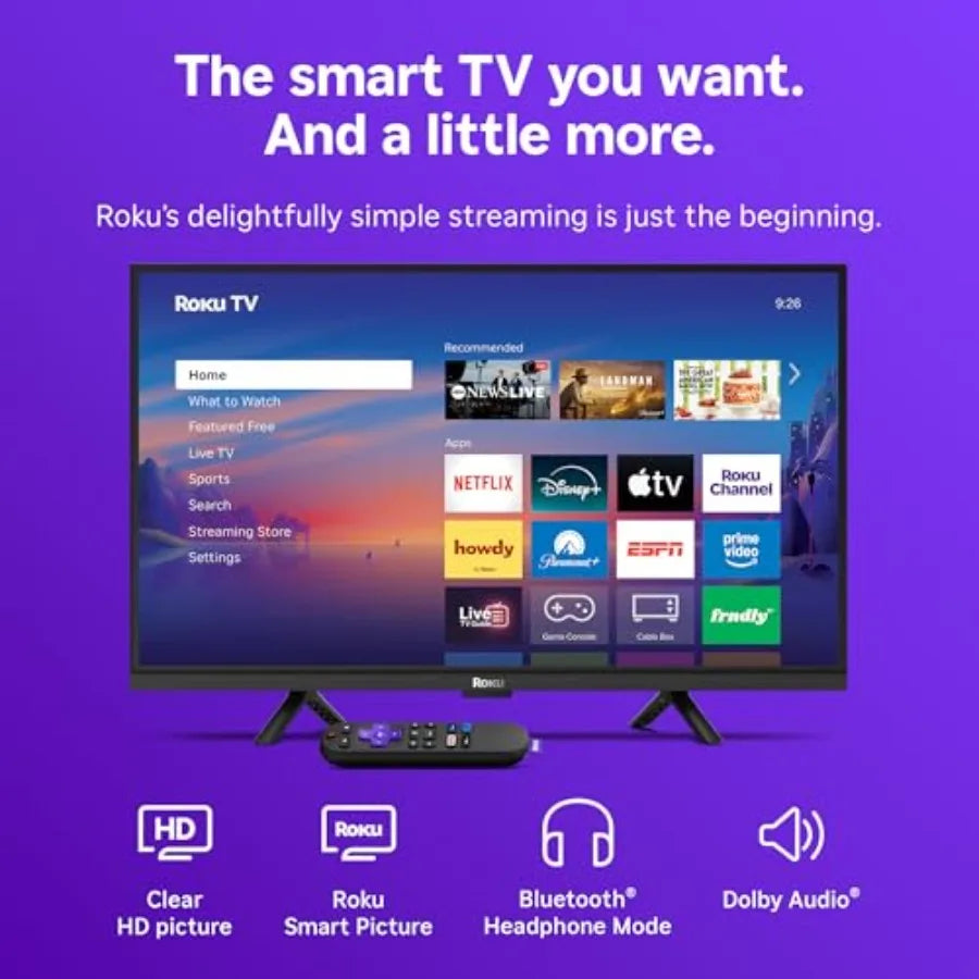 Smart TV 2026 24-Inch Select Series, HD TV TV with Voice Remote Flat Screen LED Television with Wi-Fi for Streaming Live Local