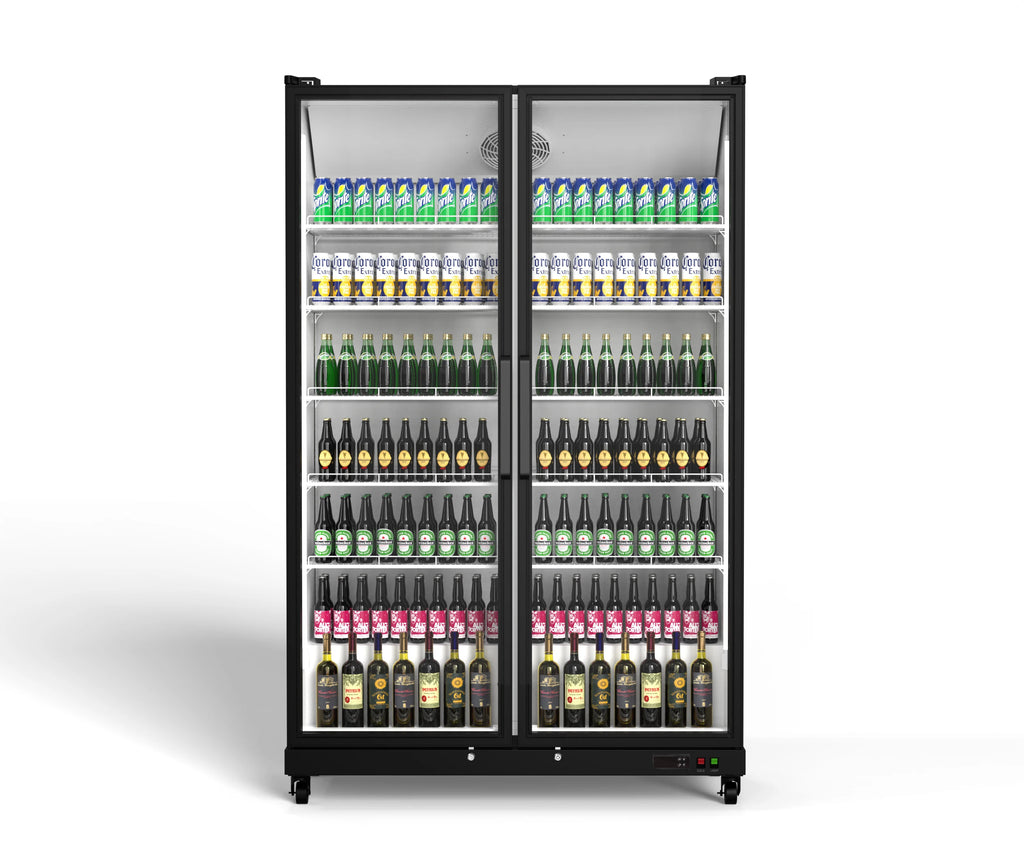 768/1070L Display Beverage Refrigerator 27.12/37.79 Cu.ft Double-door large capacity vertical refrigerated beverage cooler For medium/large supermarkets/stores