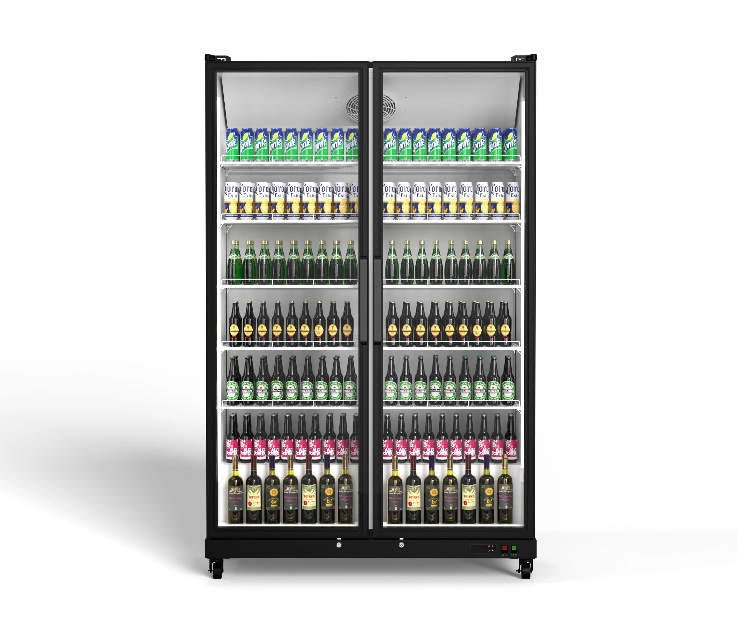 768/1070L Display Beverage Refrigerator 27.12/37.79 Cu.ft Double-door large capacity vertical refrigerated beverage cooler For medium/large supermarkets/stores