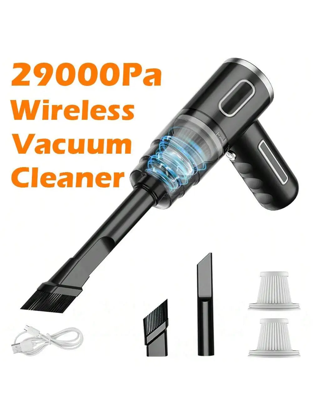 Portable Vacuum Cleaner, 29000Pa Cordless Hand Held Vacuum Cleaner For Car / Home / Office, USB Rechargeable Type C Mini Portable Wireless Double Suction