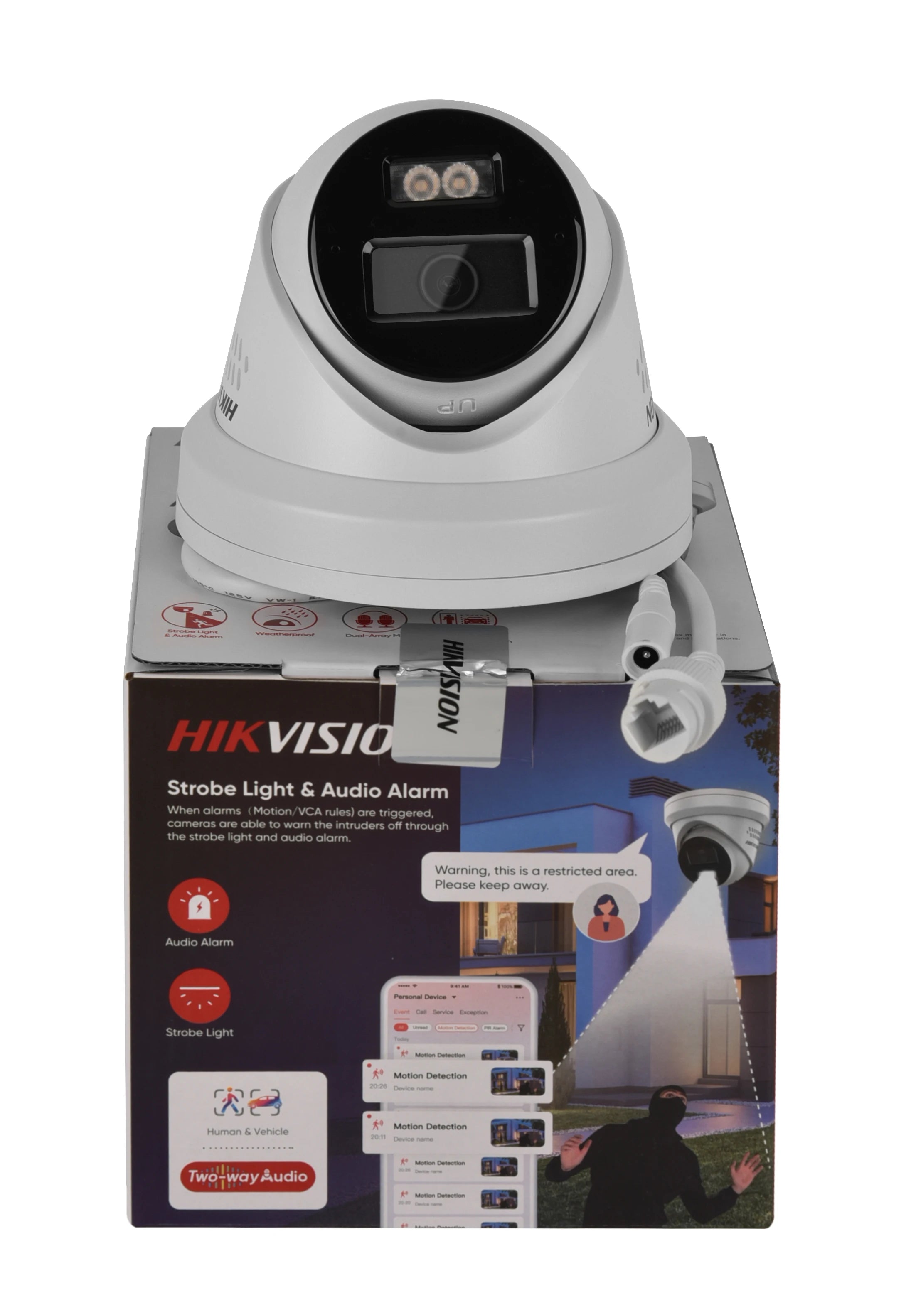 Hikvision 8MP IP Camera DS-2CD2383G2-LI2U/SRB Smart Hybrid Light Arrayed Mic Speaker Turret Acusense Red and Blue Light Warning
