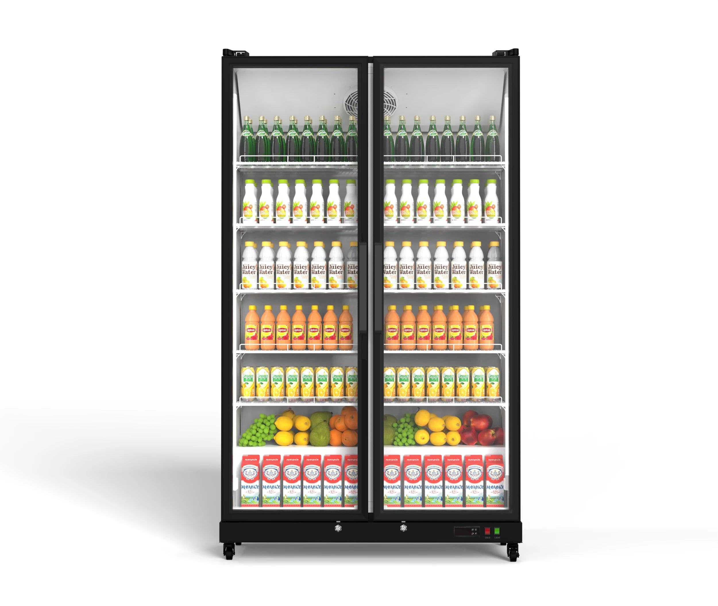 768/1070L Display Beverage Refrigerator 27.12/37.79 Cu.ft Double-door large capacity vertical refrigerated beverage cooler For medium/large supermarkets/stores