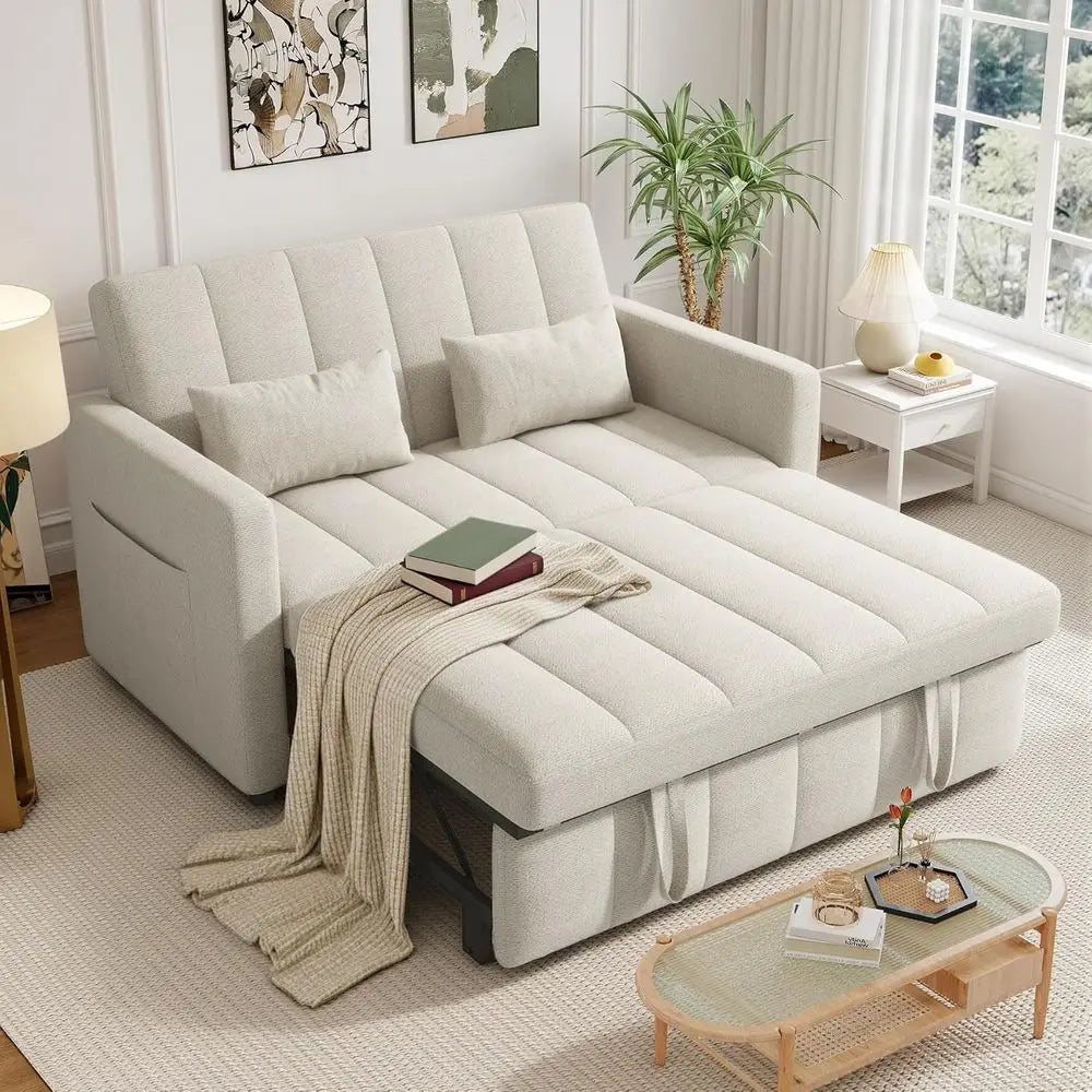 Sleeper Soa Bed,3-in-1 Convertible Pull Out Couch with Adjustable Backrest or Living Room,Loveseat Soa Bed with Side kets,Easy A